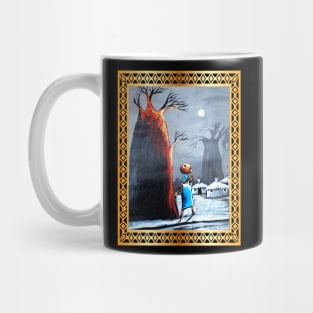 African Artwork, African Woman with Tree Mug